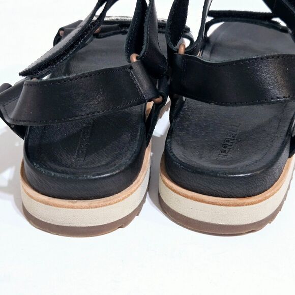Merrell Women Size 8/39 Juno Adjustable Strap Sandals Black Leather Southwestern - Picture 6 of 8